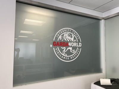 Gardaworld Frosted Vinyl Window Graphic Photo